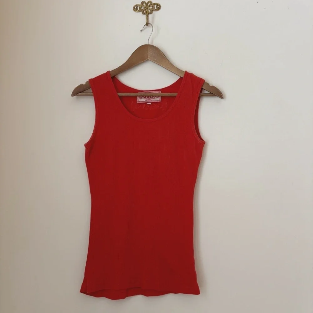Johnny Was Orange Ribbed Tank Top Small JWLA Boho Summer